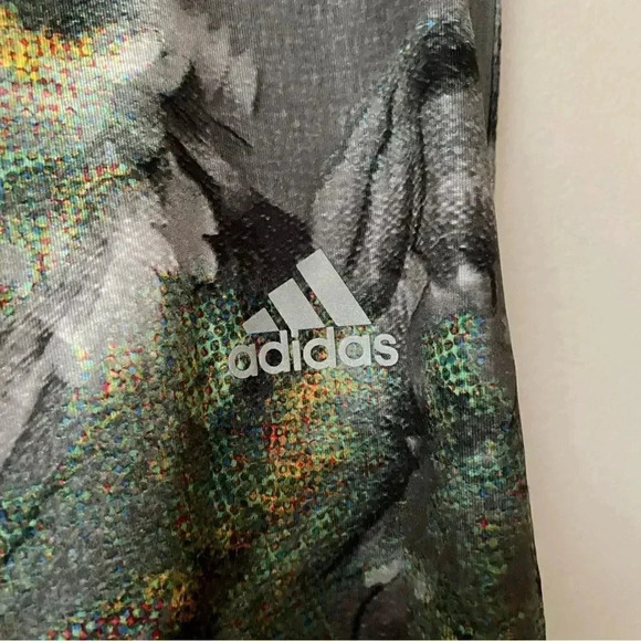Adidas Energy Running Floral Crop Leggings Size Small Gray Climacool - Picture 4 of 13